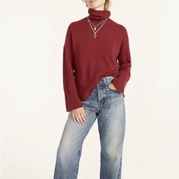 Merino wool/alpaca/acrylic blend tneck sweater in merlot J Crew - Picture 4 of 9